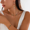 Wholesale Jewelry Geometric Metal Artificial Crystal Stacked Necklace And Earrings With Electroplating For Women