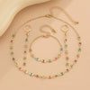 Wholesale Jewelry Geometric Metal Artificial Crystal Stacked Necklace And Earrings With Electroplating For Women