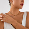Wholesale Jewelry Geometric Metal Artificial Crystal Stacked Necklace And Earrings With Electroplating For Women