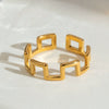 Wholesale Jewelry Geometric Minimalist Stainless Steel Square Ring Electroplated