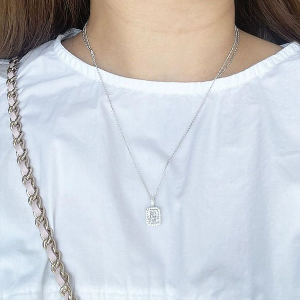 Wholesale Jewelry Geometric Mixed Gem Inlay Copper Ochain Women's Necklace
