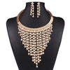 Wholesale Jewelry Geometric Multi Layer Tassel Alloy Diamond Necklace Earrings Collar