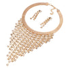 Wholesale Jewelry Geometric Multi Layer Tassel Alloy Diamond Necklace Earrings Collar