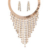 Wholesale Jewelry Geometric Multi Layer Tassel Alloy Diamond Necklace Earrings Collar