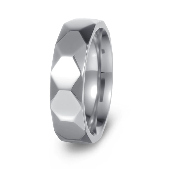 Wholesale Jewelry Geometric Multifaceted Titanium Steel Ring Electroplated Unisex Couple Ring