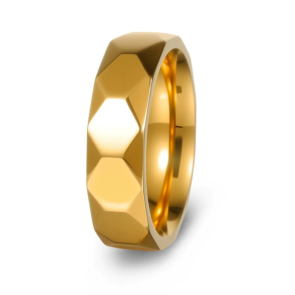 Wholesale Jewelry Geometric Multifaceted Titanium Steel Ring Electroplated Unisex Couple Ring