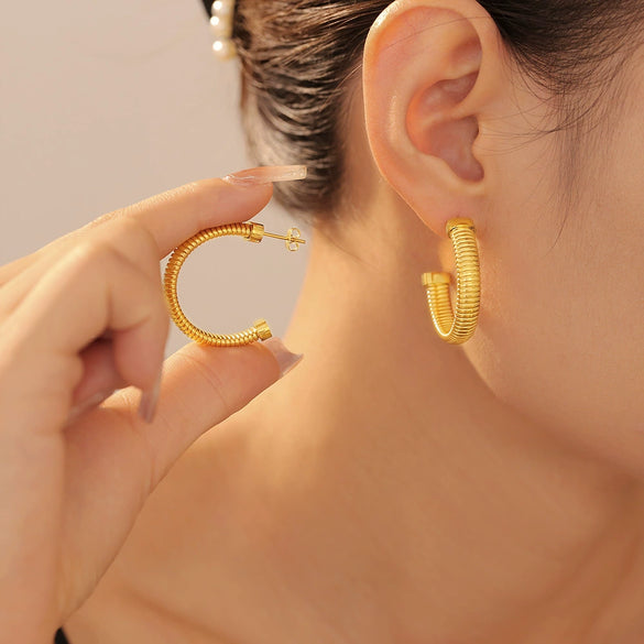 Wholesale Jewelry Geometric Multilayer 316L Stainless Steel Gold Plated Earrings
