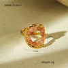 Wholesale Jewelry Geometric Natural Stone Beaded Open Stainless Steel Ring Electroplated Fashion Luxury Niche Highend