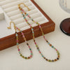 Wholesale Jewelry Geometric Natural Tourmaline And Stainless Steel Beaded Necklace With Electroplating For Women