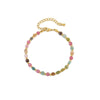 Wholesale Jewelry Geometric Natural Tourmaline And Stainless Steel Beaded Necklace With Electroplating For Women