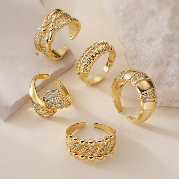 Wholesale Jewelry Geometric Open Ring Copper Electroplated For Women