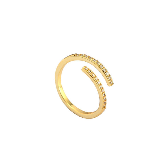 Wholesale Jewelry Geometric Open Ring S925 Silver Microinlaid Zircon Electroplated For Women