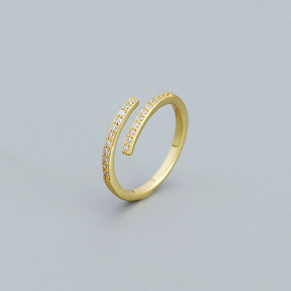 Wholesale Jewelry Geometric Open Ring S925 Silver Microinlaid Zircon Electroplated For Women