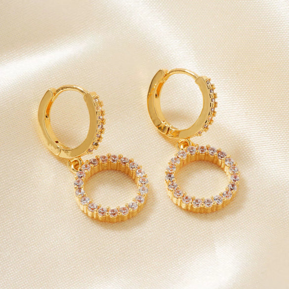 Wholesale Jewelry Geometric Oval Copper Zircon Earrings