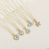 Wholesale Jewelry Geometric Pattern Oil Dripping Resin Devil's Eye Pendant Copper Electroplating Necklace