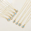 Wholesale Jewelry Geometric Pattern Oil Dripping Resin Devil's Eye Pendant Copper Electroplating Necklace