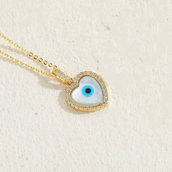 Wholesale Jewelry Geometric Pattern Oil Dripping Resin Devil's Eye Pendant Copper Electroplating Necklace