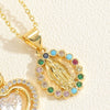 Wholesale Jewelry Geometric Round Copper Mixed Gem Inlay Electroplated Ochain Necklace For Women