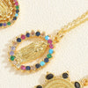Wholesale Jewelry Geometric Round Copper Mixed Gem Inlay Electroplated Ochain Necklace For Women