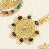 Wholesale Jewelry Geometric Round Copper Mixed Gem Inlay Electroplated Ochain Necklace For Women
