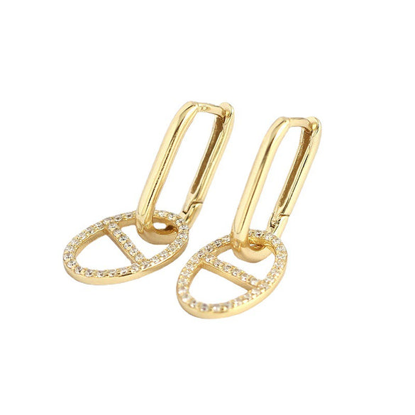 Wholesale Jewelry Geometric S925 Silver Electroplated Diamondembedded Earrings