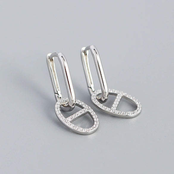 Wholesale Jewelry Geometric S925 Silver Electroplated Diamondembedded Earrings