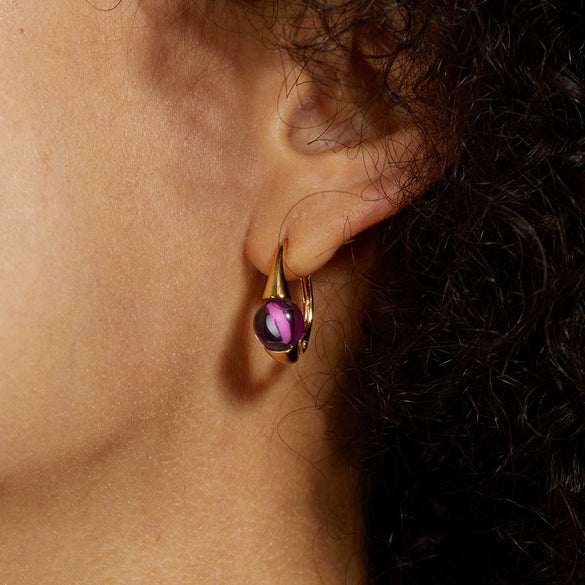 Wholesale Jewelry Geometric S925 Silver Inlaid Color Gem Three Dimensional Earrings For Women