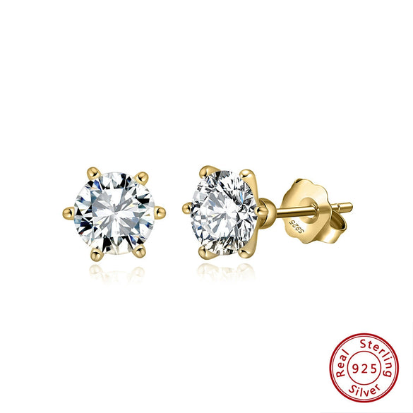 Wholesale Jewelry Geometric S925 Sterling Silver Earrings Electroplated With Round Zircon Simple Style For Women