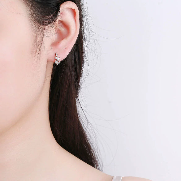 Wholesale Jewelry Geometric S925 Sterling Silver Electroplated Horse Eye Stone Ear Buckle Earrings