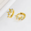Wholesale Jewelry Geometric S925 Sterling Silver Electroplated Horse Eye Stone Ear Buckle Earrings
