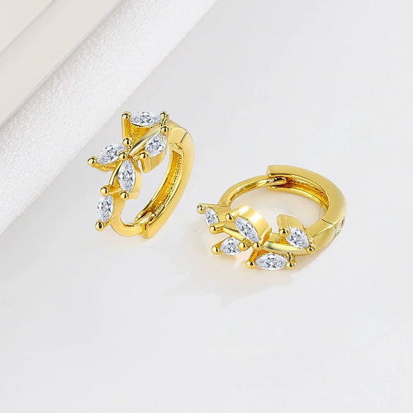 Wholesale Jewelry Geometric S925 Sterling Silver Electroplated Horse Eye Stone Ear Buckle Earrings