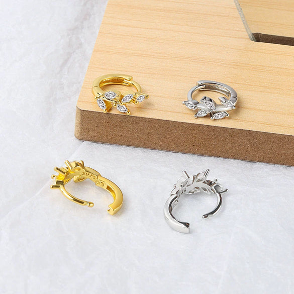 Wholesale Jewelry Geometric S925 Sterling Silver Electroplated Horse Eye Stone Ear Buckle Earrings