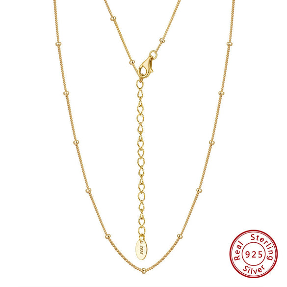 Wholesale Jewelry Geometric S925 Sterling Silver 14K Gold Bead Necklace With Electroplating