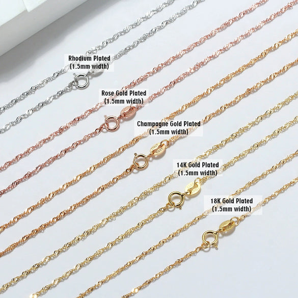 Wholesale Jewelry Geometric S925 Sterling Silver Twisted Chain Electroplated