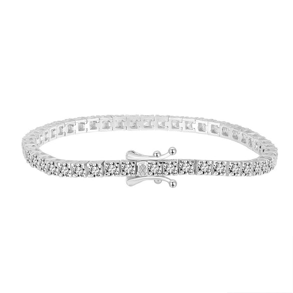 Wholesale Jewelry Geometric Silver Tennis Chain Electroplating Hiphop Zircon Bracelet For Unisex