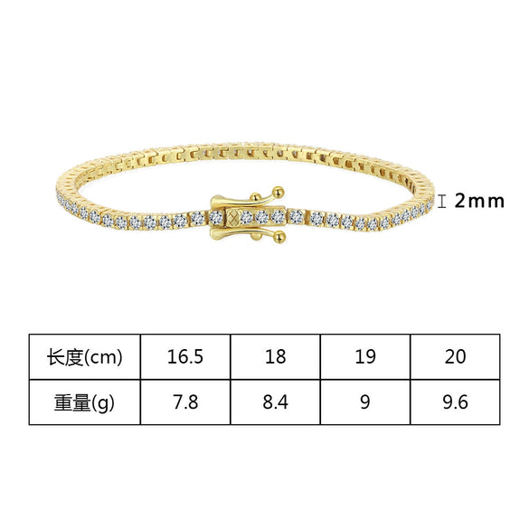 Wholesale Jewelry Geometric Silver Tennis Chain Electroplating Hiphop Zircon Bracelet For Unisex