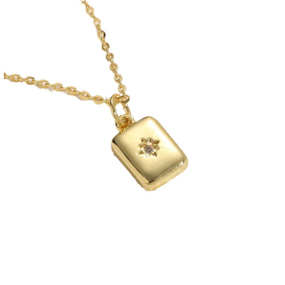 Wholesale Jewelry Geometric Sixpointed Star Zircon Copper Electroplated Ochain Pendant Necklace For Women
