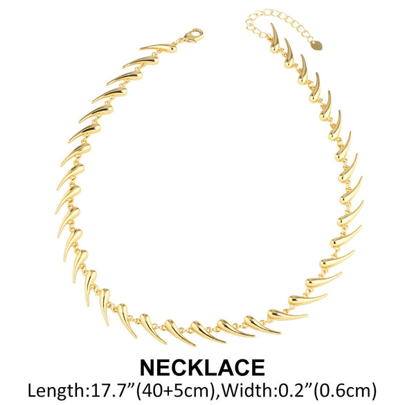 Wholesale Jewelry Geometric Spiked Thorns Copper Necklace For Women With Electroplating