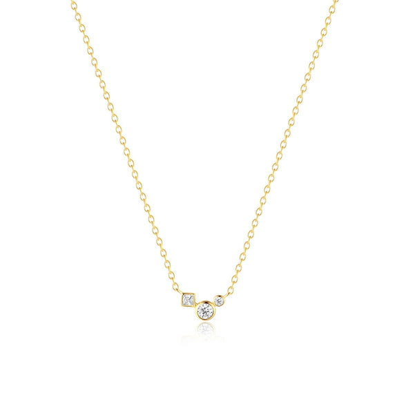 Wholesale Jewelry Geometric Square Round Diamond 925 Sterling Silver Electroplating O Chain Clavicle Necklace For Women