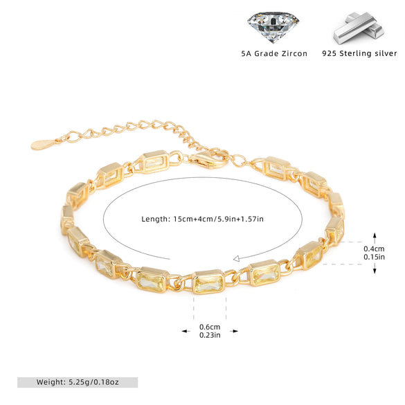 Wholesale Jewelry Geometric Square 925 Sterling Silver Inlaid Zircon Unisex Bracelet