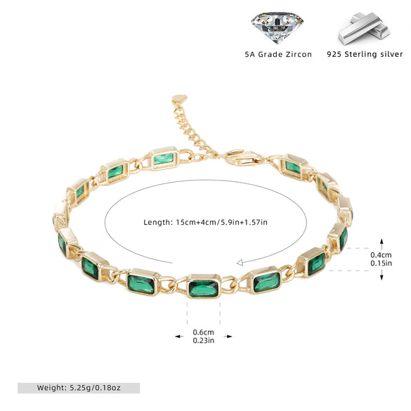 Wholesale Jewelry Geometric Square 925 Sterling Silver Inlaid Zircon Unisex Bracelet