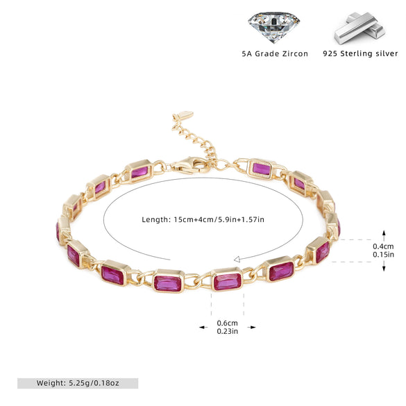 Wholesale Jewelry Geometric Square 925 Sterling Silver Inlaid Zircon Unisex Bracelet