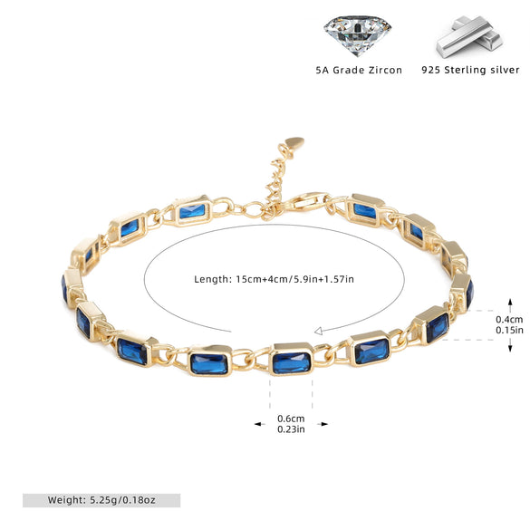 Wholesale Jewelry Geometric Square 925 Sterling Silver Inlaid Zircon Unisex Bracelet