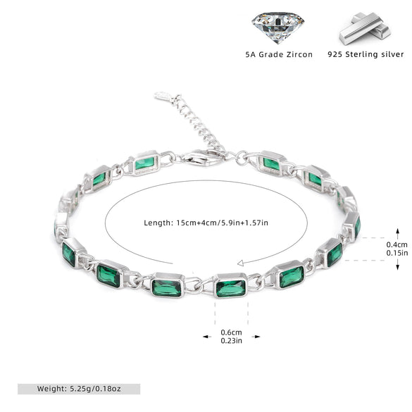 Wholesale Jewelry Geometric Square 925 Sterling Silver Inlaid Zircon Unisex Bracelet