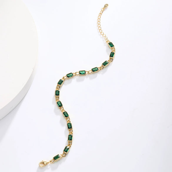 Wholesale Jewelry Geometric Square 925 Sterling Silver Inlaid Zircon Unisex Bracelet