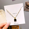 Wholesale Jewelry Geometric Square Titanium Steel Pendant Ochain Necklace For Women 18K Gold Plated
