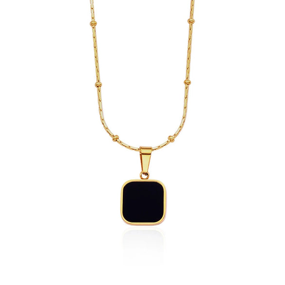Wholesale Jewelry Geometric Square Titanium Steel Pendant Ochain Necklace For Women 18K Gold Plated