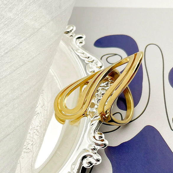 Wholesale Jewelry Geometric Sshaped Doublelayer Ring Titanium Steel And Stainless Steel Electroplated Unisex And Women's Style
