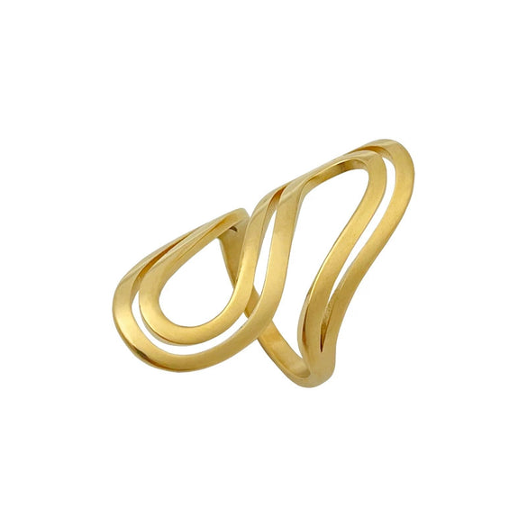 Wholesale Jewelry Geometric Sshaped Doublelayer Ring Titanium Steel And Stainless Steel Electroplated Unisex And Women's Style