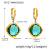 Wholesale Jewelry Geometric 316L Stainless Steel And Glass Electroplated Earrings For Women